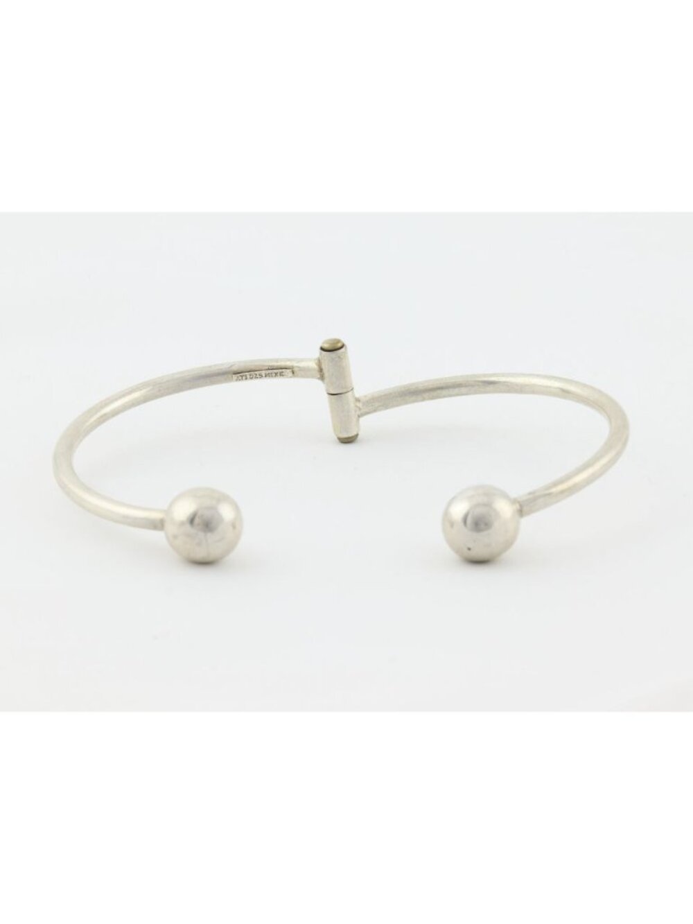 Sterling Silver Ball Bead Cuff Bangle Bracelet Opens 7" inch - Picture 6 of 7